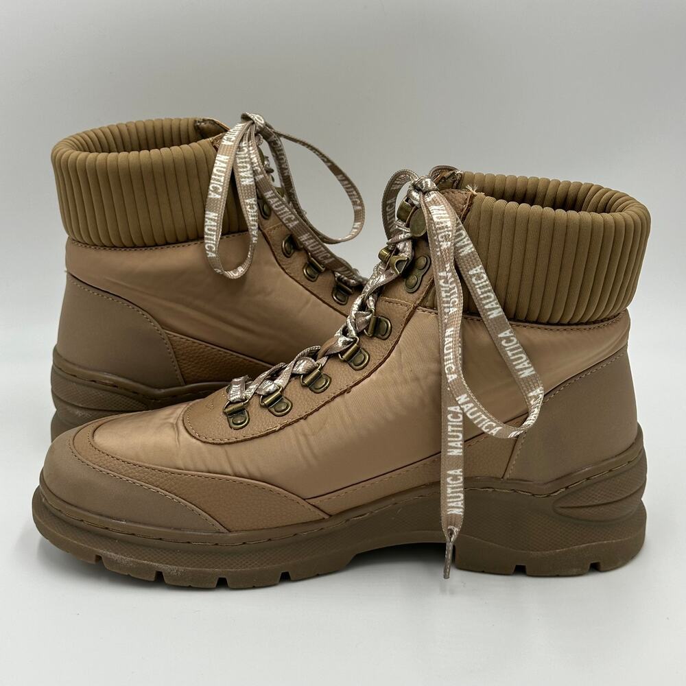 Vintage Y2K Nautica Lace Up Sabra Ankle Boots Booties Combat Tan Womens Size 8.5 - Picture 12 of 16